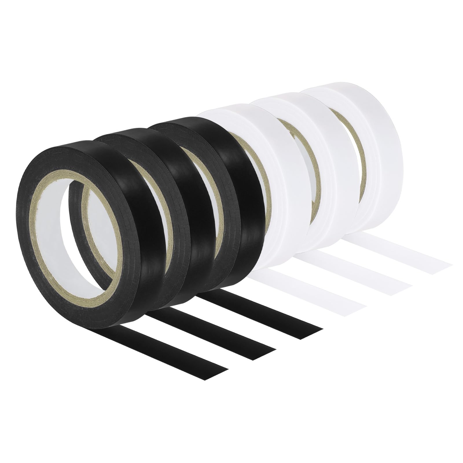 PATIKIL 32.8Ft Grip Finishing Tape, 6 Pack PVC Racquet Finishing Tapes Racket Accessories Sticky Seal for Tennis Badminton, Black/White