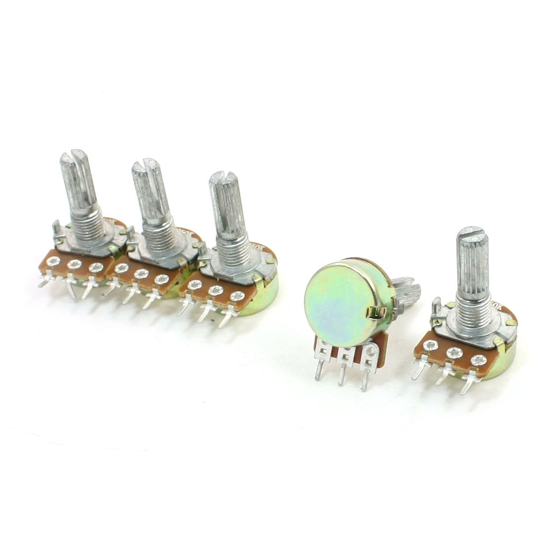 Sourcingmap 5pcs 6mm Shaft Top Adjustment Rotary Linear Taper Potentiometers 250K
