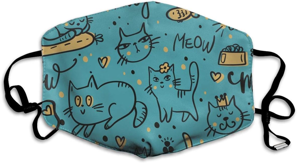 Women & Men Earloop Half Face Mouth Masks Mouth Masks Anti-Dust Mouth-Muffle - Premium Windproof Outdoor Mouth Mask for Kids Youth Boys Girls (Cute Leisurely Cats Kitten)