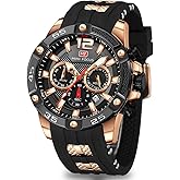 MF MINI FOCUS Men Watches Unique Casual Wrist Watches (Chronograph/Waterproof/Luminous/Calendar/25 Hours) Silicon Band Fashion Watches for Men