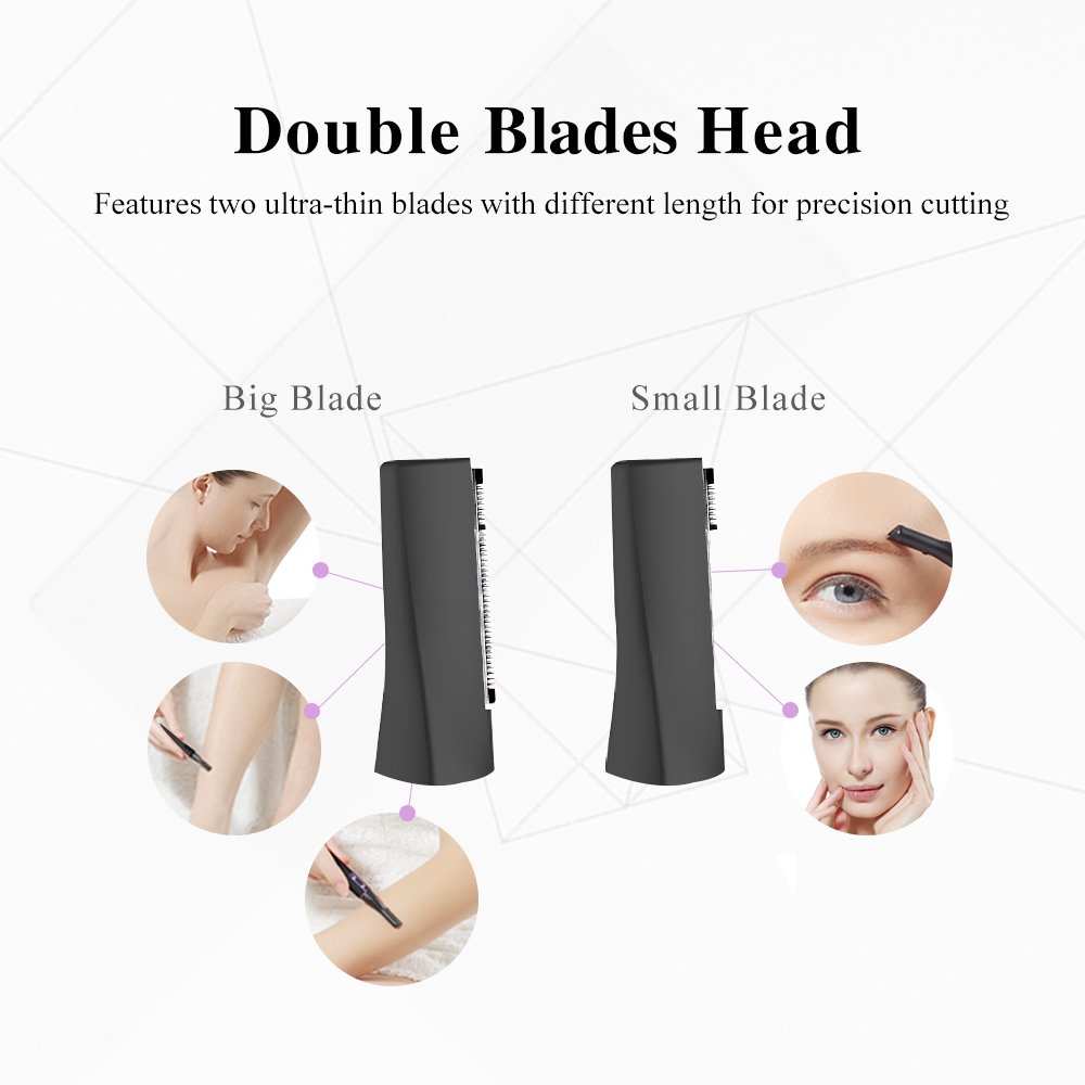 TOUCHBeauty Eyebrow Hair Trimmers for Women Facial Body Hair Shaver with 2 Cutting Head Battery Powered AS-1158