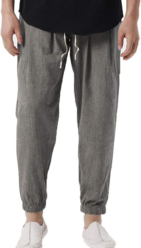 Amazon Disop メンズ サルエルパンツ ガウチョパンツ 調整紐 春 夏 秋 冬 パンツ メンズ ズボン ロング ワイドパンツ 無地 通気性 ロングパンツ 通販
