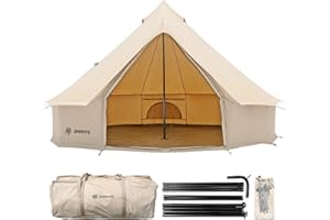 SHINHYE Canvas Tent Bell Tent Yurt Tent 4 Seasons for Camping 100% Cotton Glamping Tent with Stove Jack, Family Camping Outdoor Hunting Party