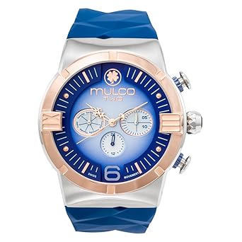 Two Dome Swiss Quartz Chronograph Movement Watch | Sundial Display with Rose Gold Accents Silicone Band...