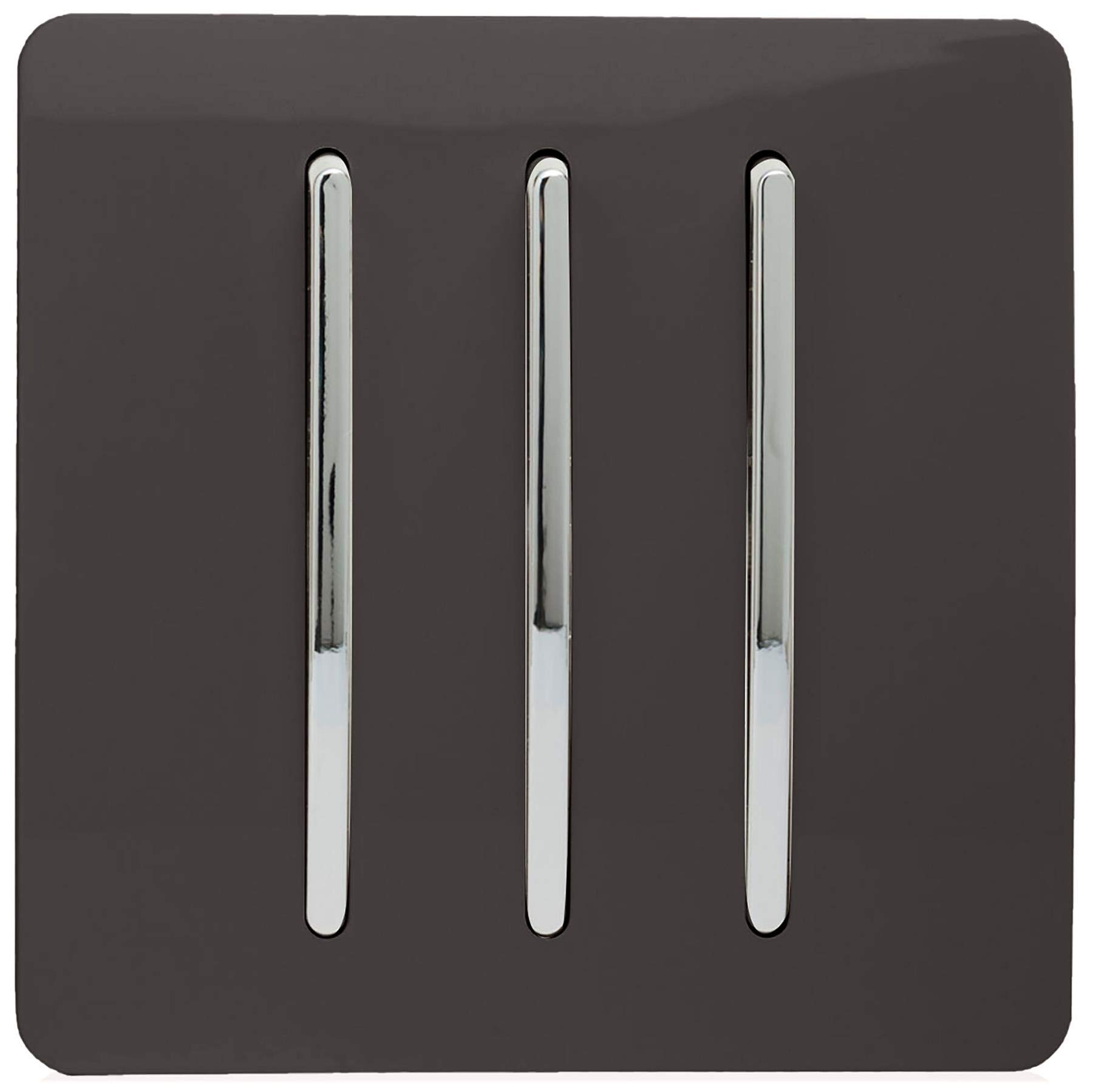 Trendi ART-SS6 3 Gang 2 Way Artistic Modern Glossy 10 Amp Rocker Tactile Light Switch Dark Brown