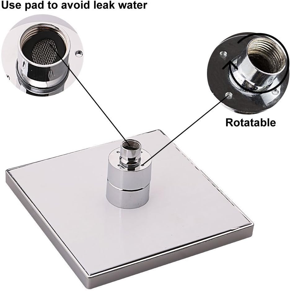 DELIPOP 7 Colours Changing Square Shower Head Water Flow Powered 8 inch