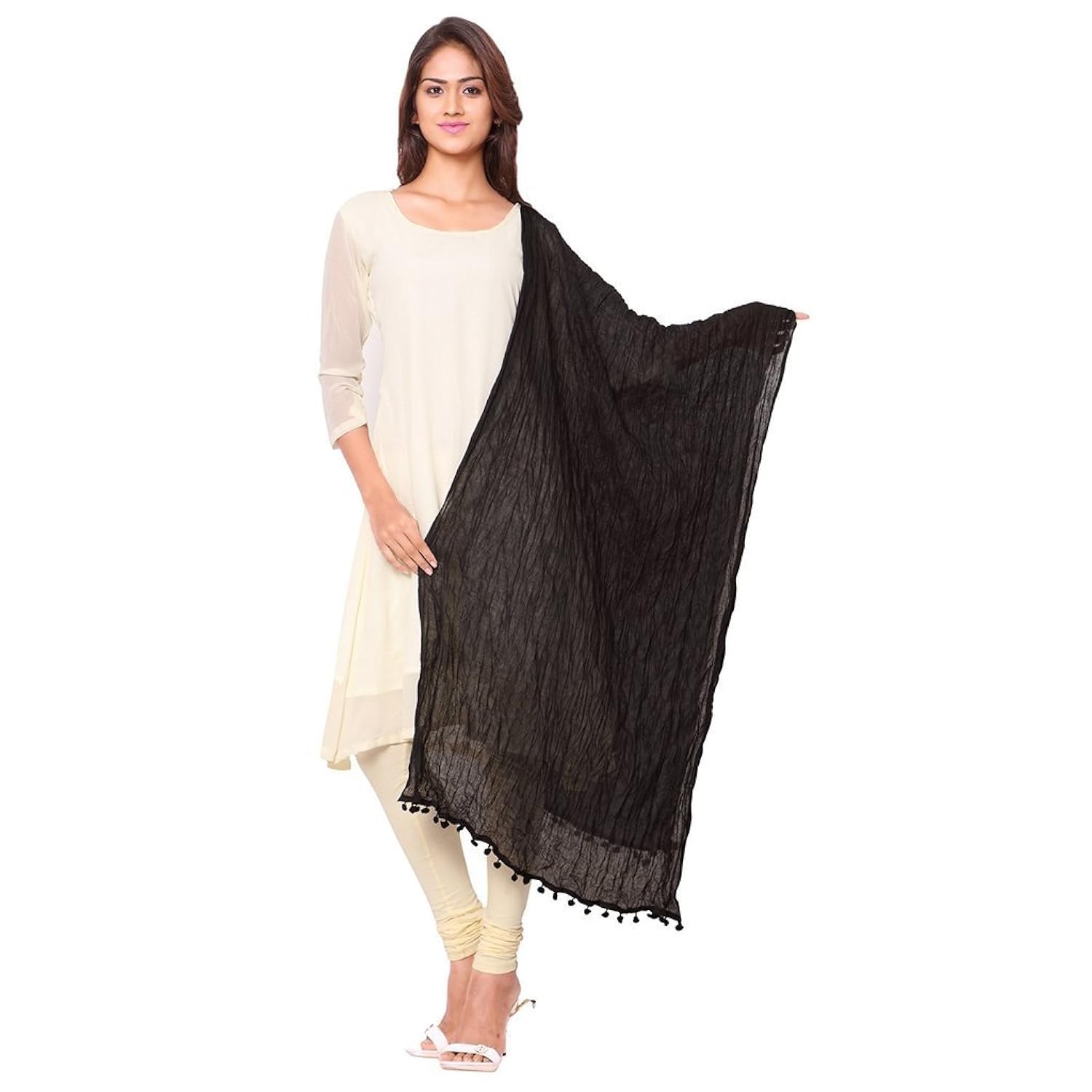 zacharias women's cotton stoles(zach-combo-of-black-whte-dupatta_black and white_free size)