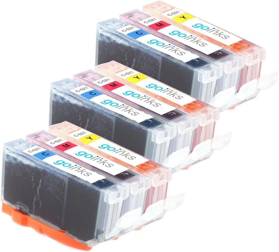 Go Inks C-521CMY Compatible C/M/Y Ink Cartridges to replace Canon CLI-521C, CLI-521M