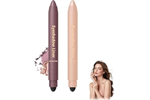HGKVNUL 2 in 1 Eyeliner and Eyeshadow Plum, Eyeshadow Stick and Liner Duo, Waterproof,Smudge-Proof,Effortless Smoky or Natural Eye Makeup (2Pcs A)