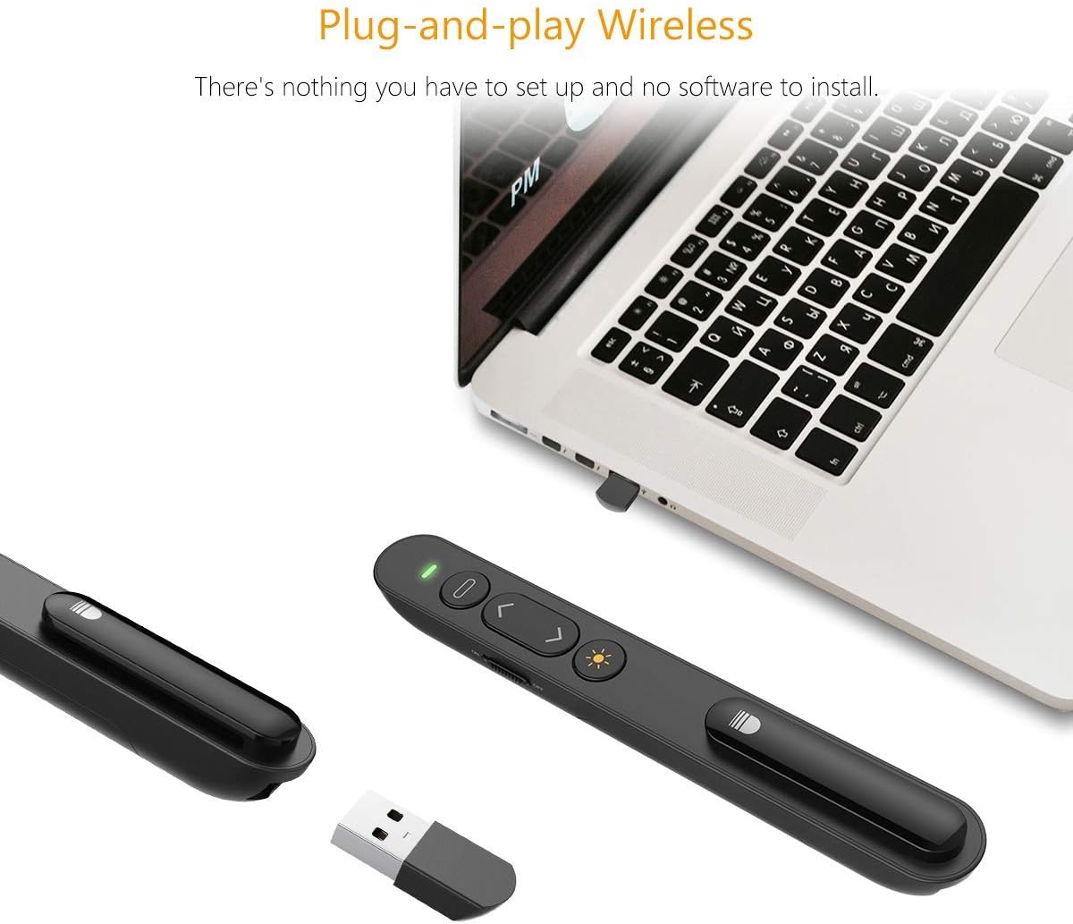 Doosl Wireless USB Presentation Clicker - Red Laser Pointer, 2.4GHz Wireless Presentation Remote for Google Slides, Keynote, PowerPoint, Prezi - Support Hyperlink and Volume Control: Home Audio & Theater