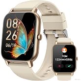 Mindimp Smart Watches for Men Women, Fitness Tracker with Activity Counter/Sleep Monitor, IP68 Waterproof Smart Watch for Android iPhone iOS Compatible (Champagne Gold, 1.83)