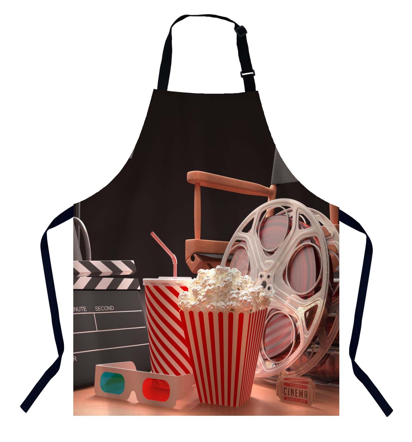 BGBDEIA Retro Film Theme Apron Adjustable Neck Bib Apron for Men Women,Suitable for Kitchen Cooking Waitress Chef Apron