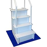 RESILIA Stay-Put Swimming Pool Ladder Mat - Non-Slip, Wide Ribbed, Protective Pad, 36 Inches x 36 Inches, 0.125 Inch Thick, Royal Blue, Made in USA