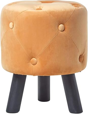 Homescapes Pouf Rond En Velours Capitonné Hampton Avec Pieds