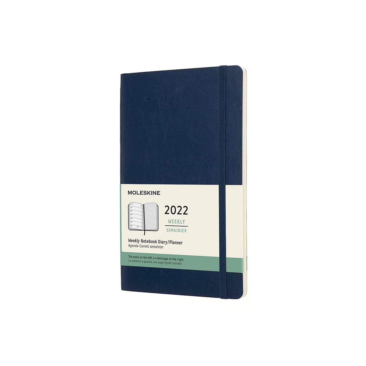 Moleskine Weekly Planner 2022, 12-Month Weekly Diary, Weekly Planner and Notebook, Soft Cover, Large Size 13 x 21 cm, Colour Sapphire Blue, 144 Pages