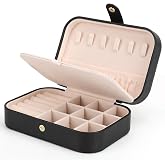 Small Jewelry Box Storage Organizer Jewelry case Travel Jewelry Organizer | Jewelry Box Necklace Ring Storage Organizer Mini Jewelry case Double Layer Travel Jewelry Organizer for Women Girls Gift