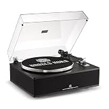 ANGELS HORN Bluetooth Vinyl Record Player - High-Fidelity 2-Speed Turntable with Built-in Speakers - Includes Phono Preamp & Magnetic AT-3600L Cartridge - Black Classic Edition