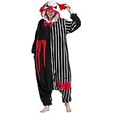 DarkCom Clown Onesie Halloween Costume One Piece Unisex Adult Pajamas Women Men Sleepwear Christmas Pajamas
