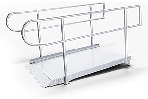 RAMPIT USA, INC. Rampit USA Empower Series Semi-Portable 36-inch Wide Aluminum Wheelchair Ramp with Legs (Ramp and Handrails, 60 inch)