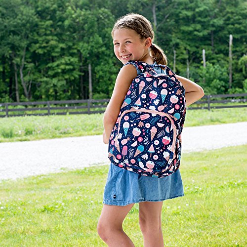 Ice Cream Cone Dream Motif 10 x 18 Inch Polyester Zippered Backpack