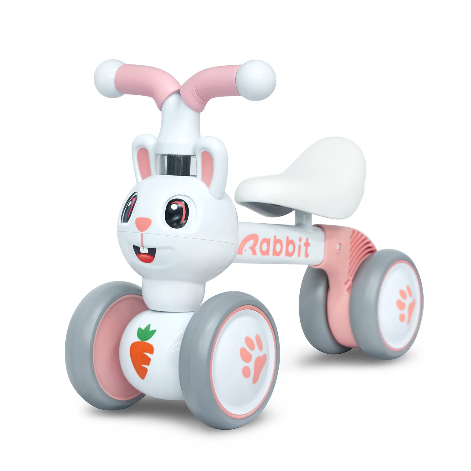 YGJT Baby Balance Bike Toys for 1 Year Old Girls, First Birthday Gifts for 10-36 Months Toddlers Bike, Non-Pedal 4 Silent Wheels Riding Toys, Kids Pre-School First Bike Rabbit