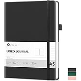 Lonely Oak Lined Journal Notebook, A5 Hardcover Lined Notebook for Women & Men, 120GSM Acid-Free Paper with Leather Hardcover