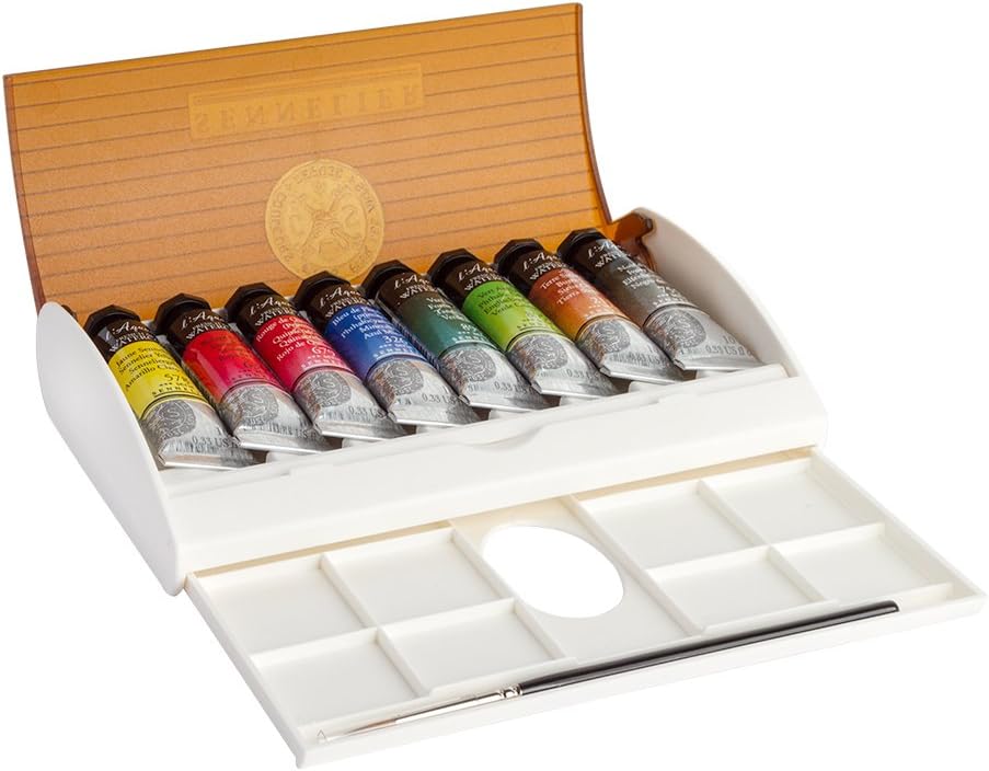 Sennelier Watercolour : TRAVEL BOX SET 8 x 10ml tubes + brush, Red, 8.89 ml (Pack of 9)