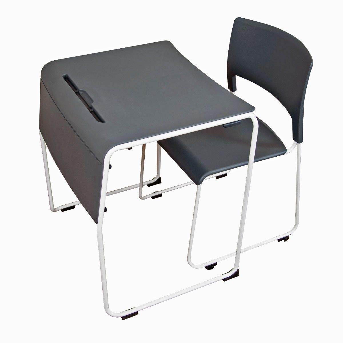 Photo 1 of **used***LUXOR - STUDENT-STK1PK Luxor Lightweight Stackable Student Desk and Chair Slate Gray / White 2 pcs