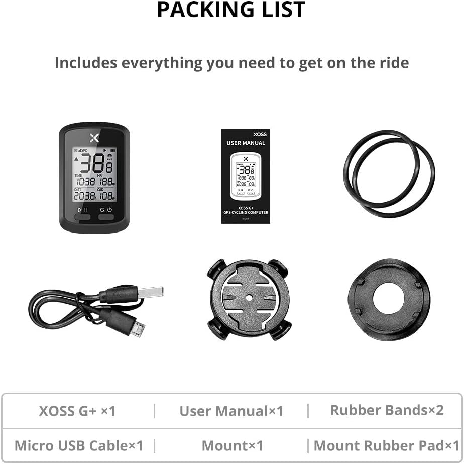 XOSS G+ GPS Bike Computer, Bluetooth ANT+ Cycling Computer, Wireless Bicycle Speedometer Odometer with LCD Display, Waterproof MTB Tracker Fits All Bikes (Support Heart Rate Monitor & Cadence Sensor) : Sports & Outdoors