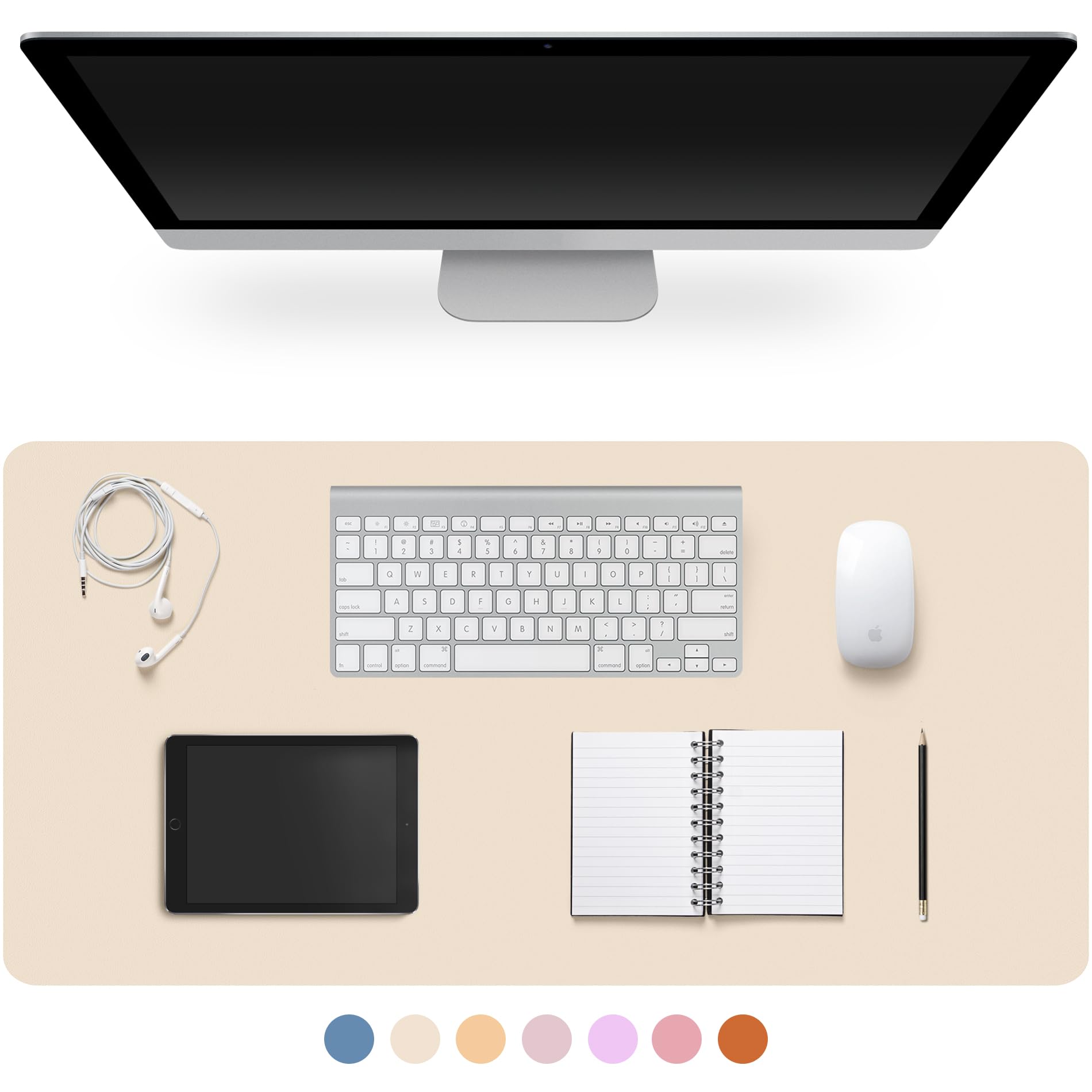 Photo 1 of Leather Desk Pad Protector,Non-Slip Desk Pad,on-Slip PU Leather Large Mouse Pad,Easy Clean Desk Protecor Mat,Writing Pad for Office Work/Home/Decor(Eggshell, 35.4" x 17")