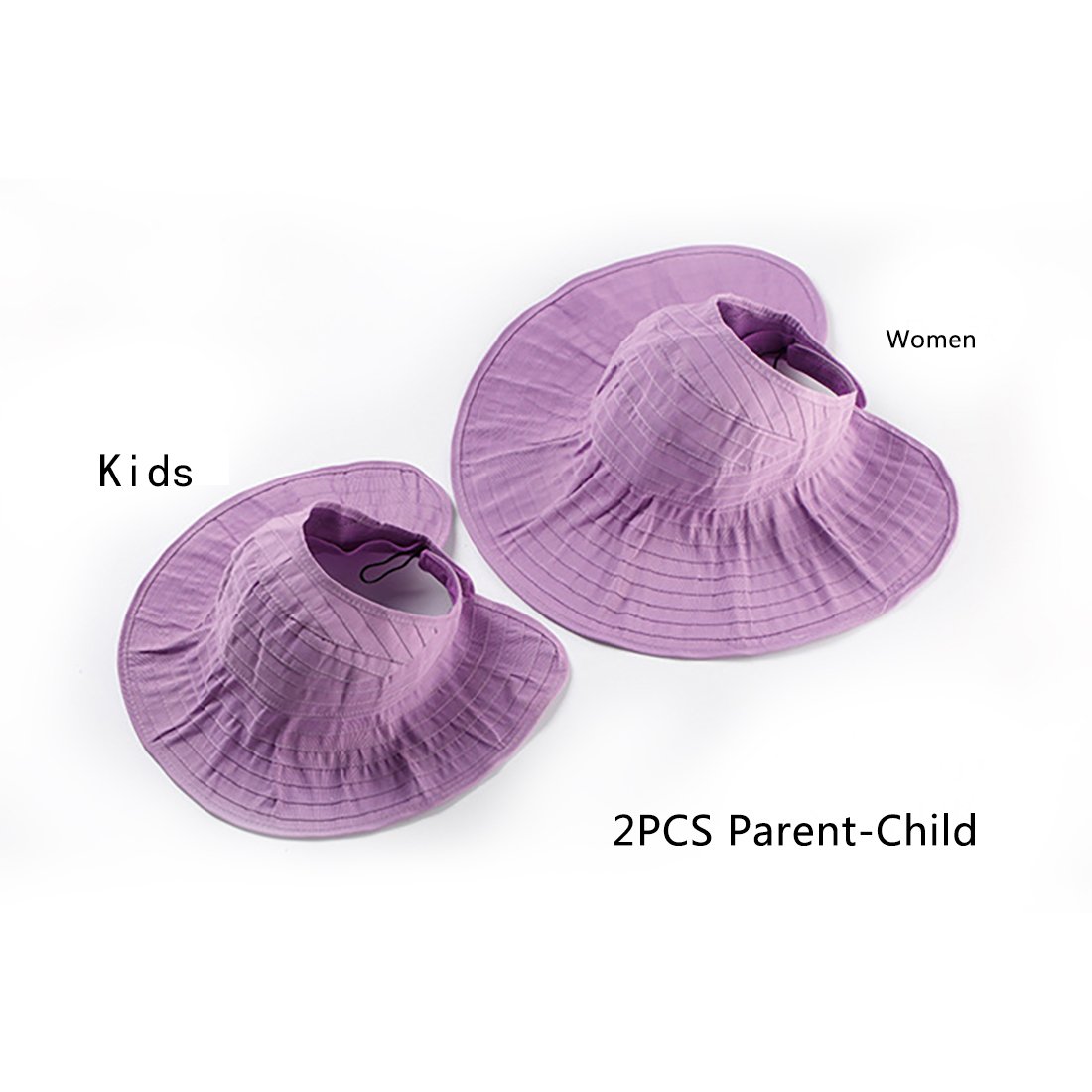 Womens Sun Hat SunJolly Portable Summer Wide Brim UV Protection Floppy Foldable Roll Up Beach Hat and 2PCS Parent-Child Hat for Travel (2PCS Parent-Child, Purple)