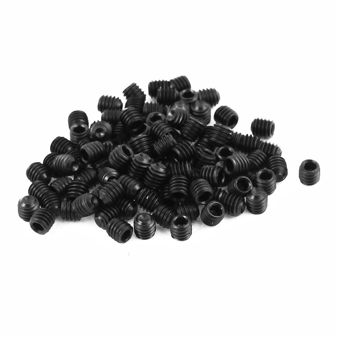 sourcing map 100Pcs Black M4 x 4mm Alloy Steel Hex Socket Set Grub Screws Headless Cup Point