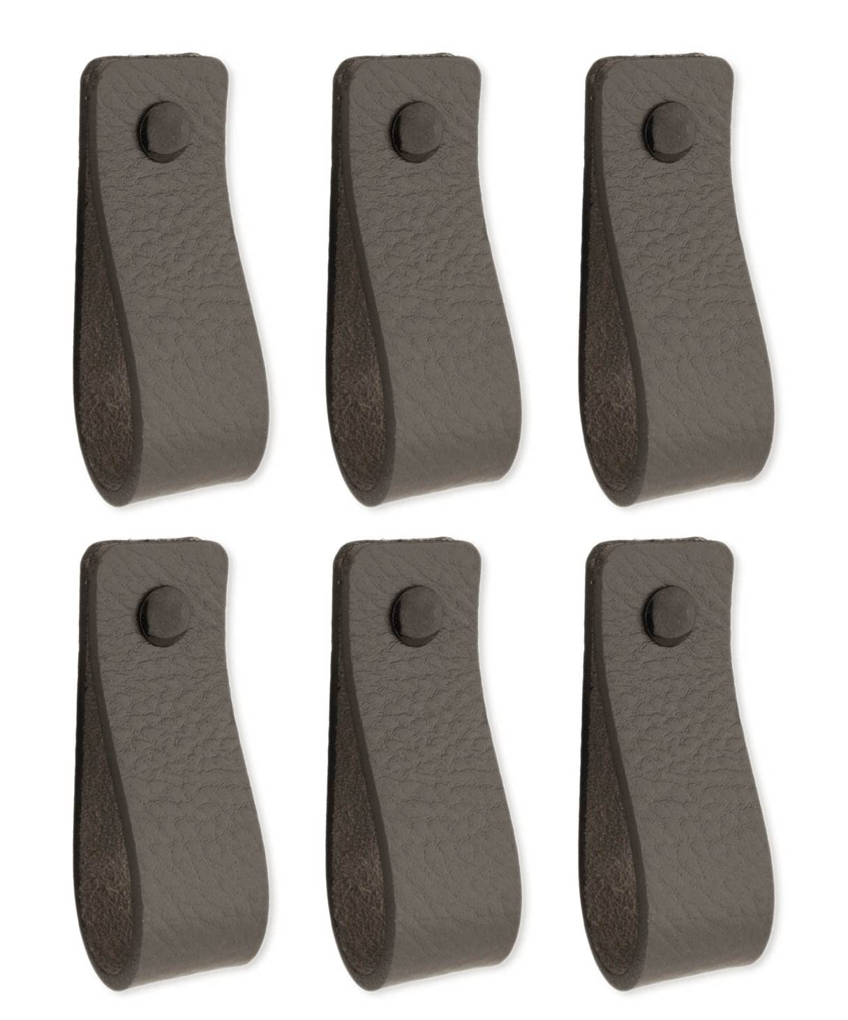 Brute Strength - Leather Handles for Furniture - Dark Grey - 6 pcs - 16,5 x 2,5 cm - Cabinet Handle, Door Handle for Kitchen, Bathroom, cabinets, Dresser, Wood