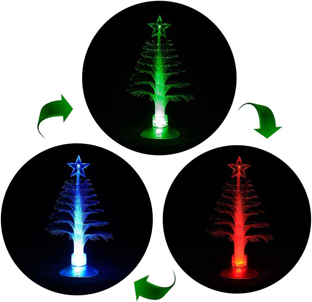 ANGROC USB Powered LED 4.75 INCH Mini 7 Colors Fiber Optic Christmas Tree with Top Star Light (Color Changing)