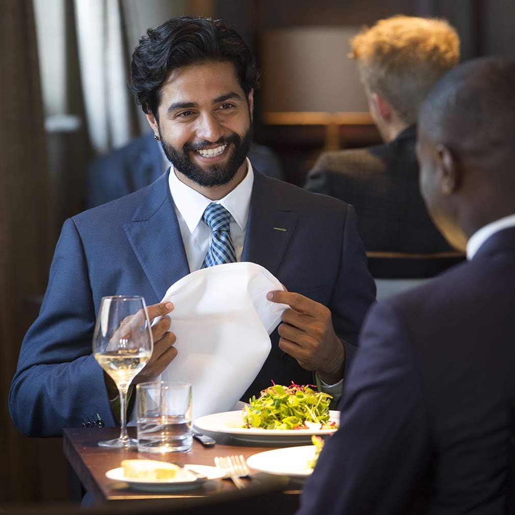 Talvania Cloth Dinner Napkins - 12 Pack Luxuriously Soft & Hotel Quality Cotton Napkins, Brilliant Fabric Napkins (18” X 18”) Perfect for Events, Hotel & Home Use (White): Home & Kitchen