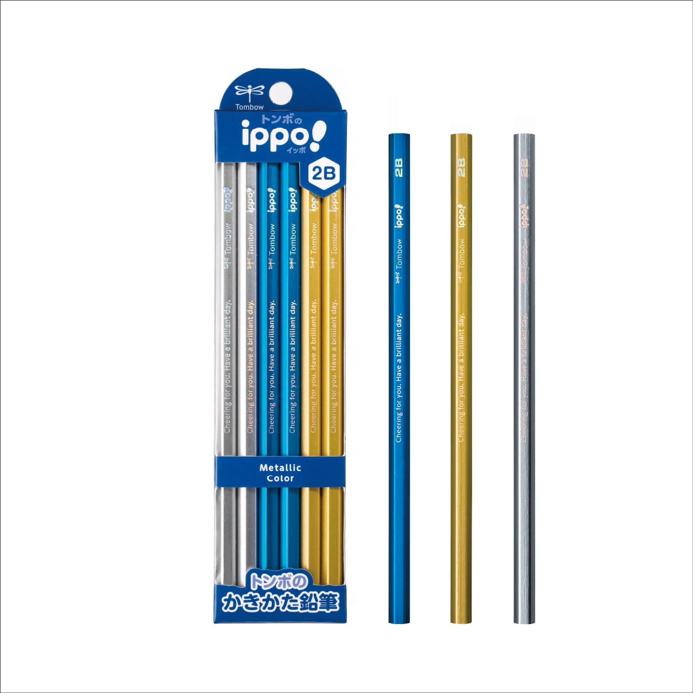 トンボ鉛筆 かきかた鉛筆 ippo! 2B メタリックカラー 1ダース KB-KUA01-2B商品画像