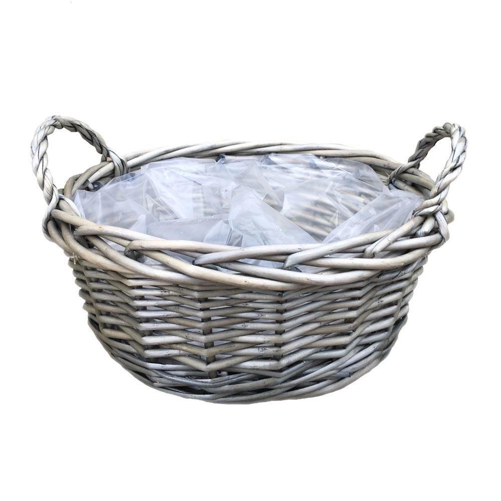 Red Hamper Small Round Antique Wash Display Tray, Wicker, Brown, 10 x 25 x 25 cm