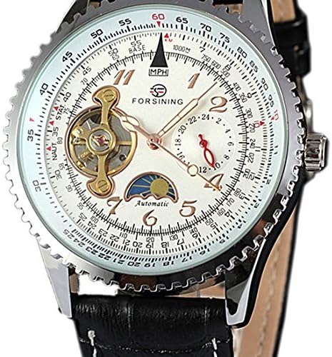Casual Relogios Masculino Casual Leather Band Moon Phase Tourbillon Automatic Mechanical Men's Watch