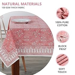 Ridhi Sweet Pink Tablecloth 100% Cotton, Washable