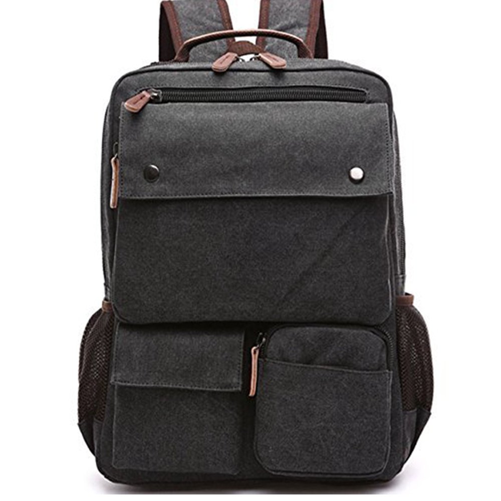 Mochila de lona para portátil de 15.6 pulgadas-Negro