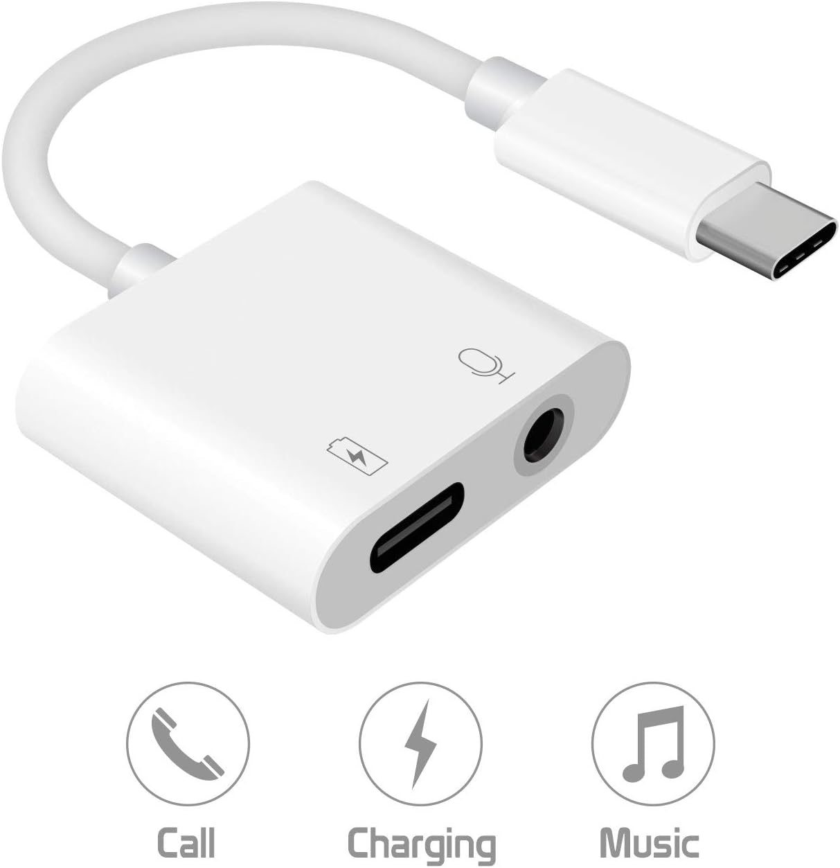 Type-C Headphone Charger Adapter Dongle 3.5mm Aux Jack Power Splitter Compatible with Razer Phone 2