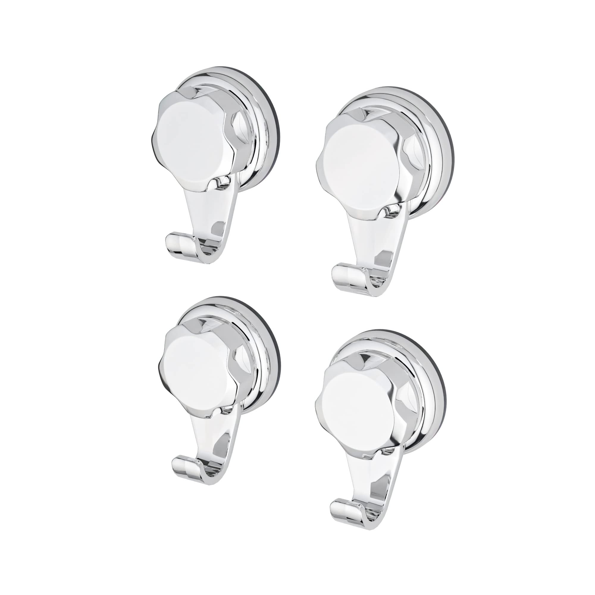 Compactor Bestlock Suction No Drilling Wall Mountable Small Suction Hooks, Chrome, Set of 4