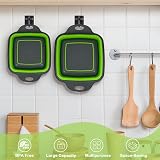 AUAUY Collapsible Colander Set 2Pcs Square Silicone with Handles Gray Green view 6