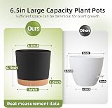 QCQHDU Plant Pot 16.5cm 2 Pack Indoor Outdoor with Drainage Holes & Tray Dark view 2