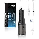 Lumiflexa Water Dental Flosser for Teeth Pick, Cordless Flosser for Travel with 4 Jet Tips, 9 intensities, IPX7 Waterproof Portable & Rechargeable Oral Irrigator Cleaner, Black