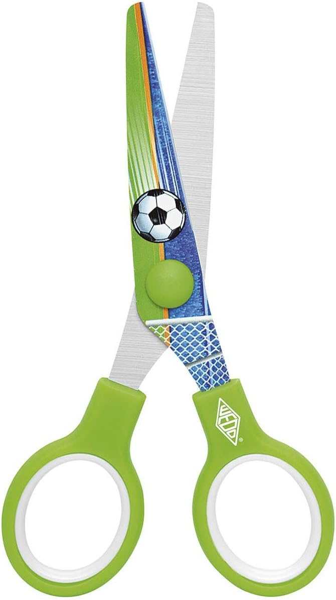 Wedo 7343011 13 cm “Magic” Children's Scissors with Football Theme Graphics, Green