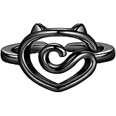 beautlace Cute Cat Adjustable Rings Silver/Black Gun Plated Lovely Cats Animals Open Ring Jewelry for Women KR0103