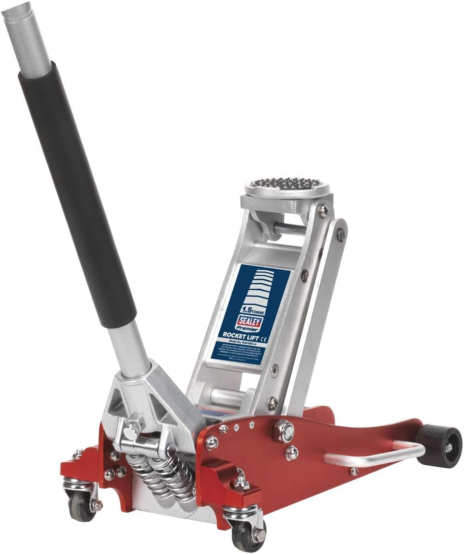 Sealey Rja1550 Trolley Jack 1.5Tonne Low Entry Aluminium Rocket Lift, White, 1.5 Ton