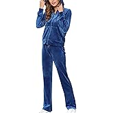 MessBebe Womens Velour Tracksuits Set Long Sleeve Sweatsuits 2 Piece Sports Outfit Zip Hoodie Sweatpants Joggers Set