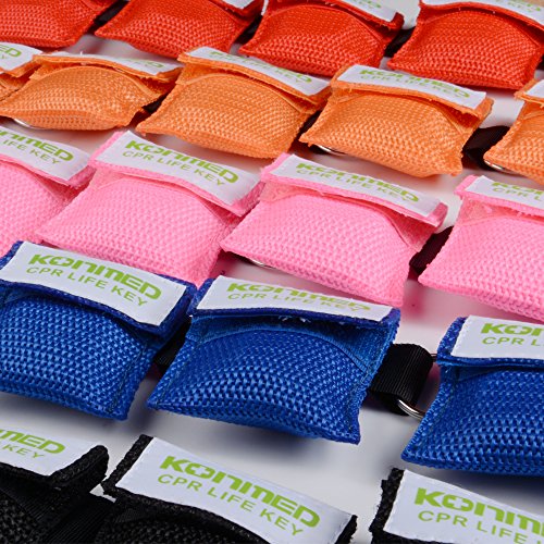 KONMED 50 Pieces CPR Key Chain Emergency CPR Face Shields With OneWay